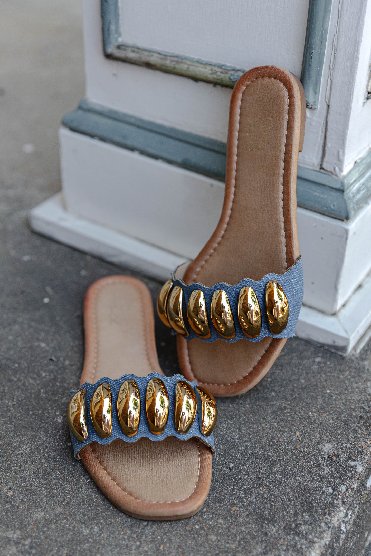 Luke One Strap Sandals- Denim