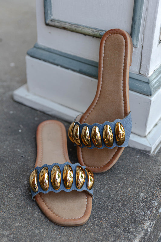 Luke One Strap Sandals- Denim