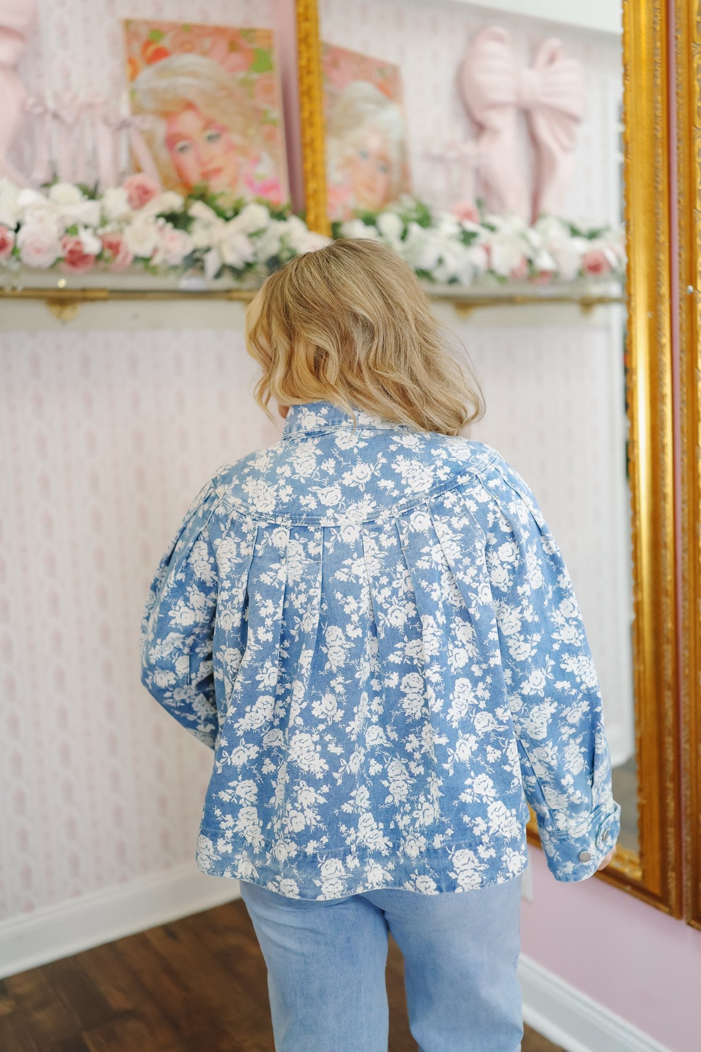 Jordan Floral Denim Jacket - Medium Wash