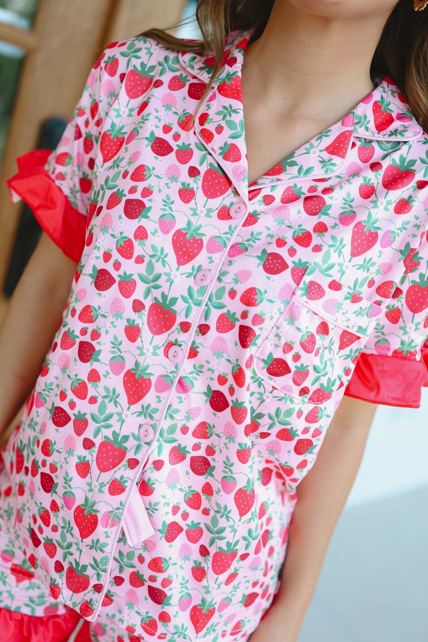 Strawberry Field Pajama Set - Red