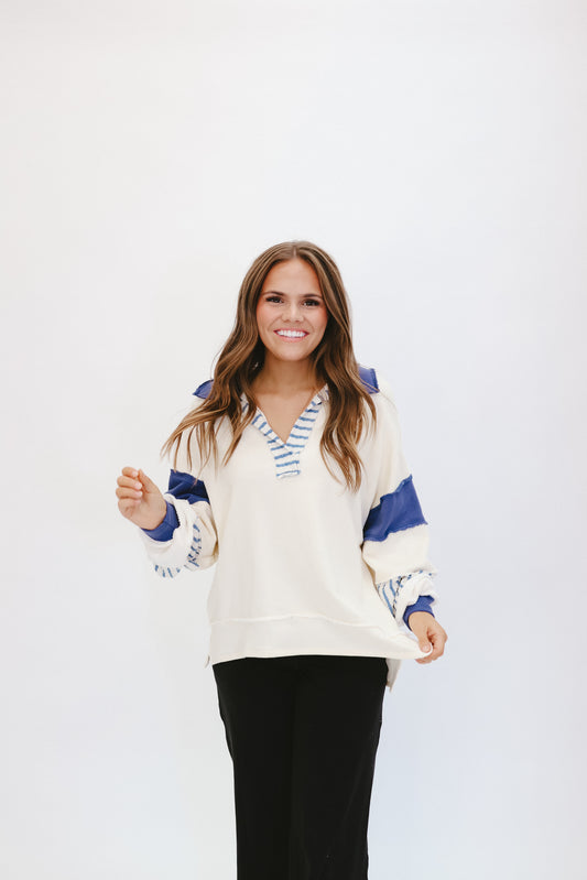 Kendall Color-Block Tunic Top - Navy