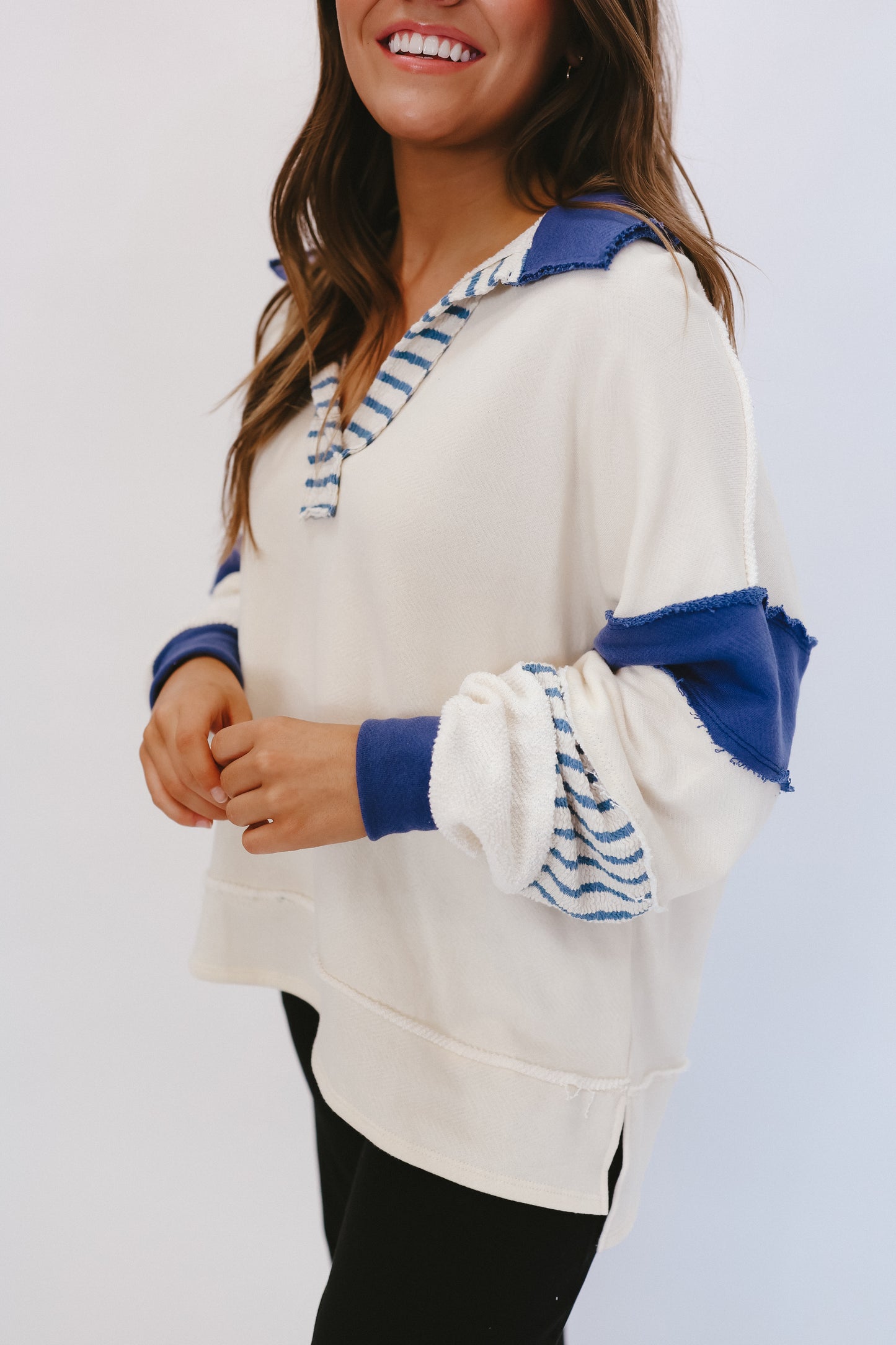 Kendall Color-Block Tunic Top - Navy