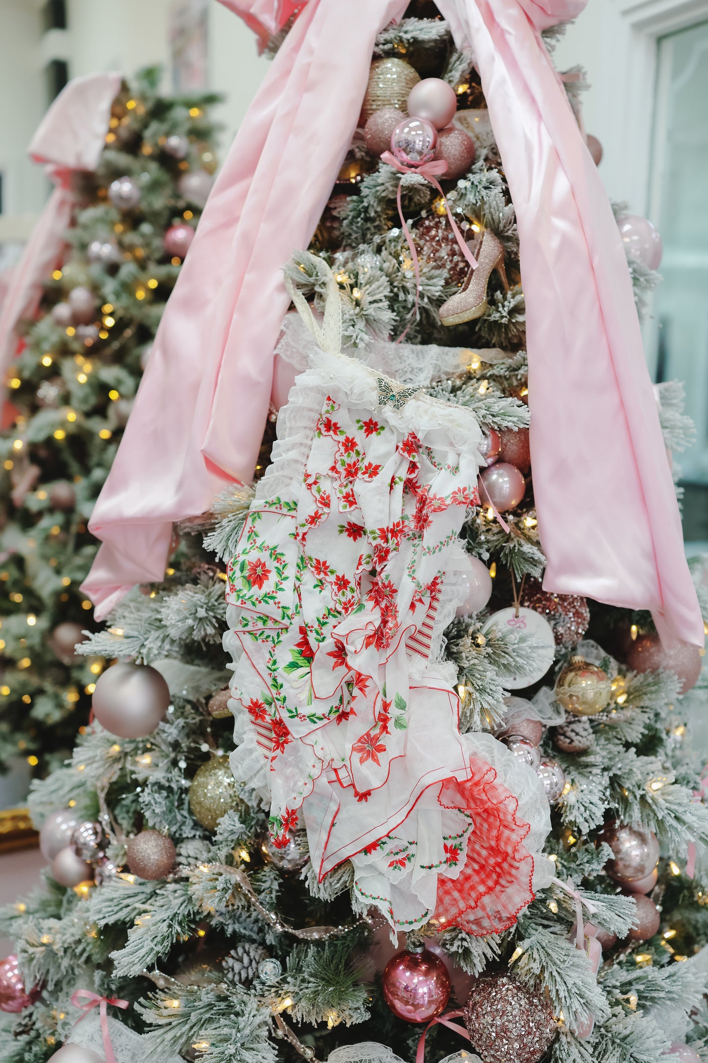 Large Stocking Snagbag- Red Poinsettia Plaid