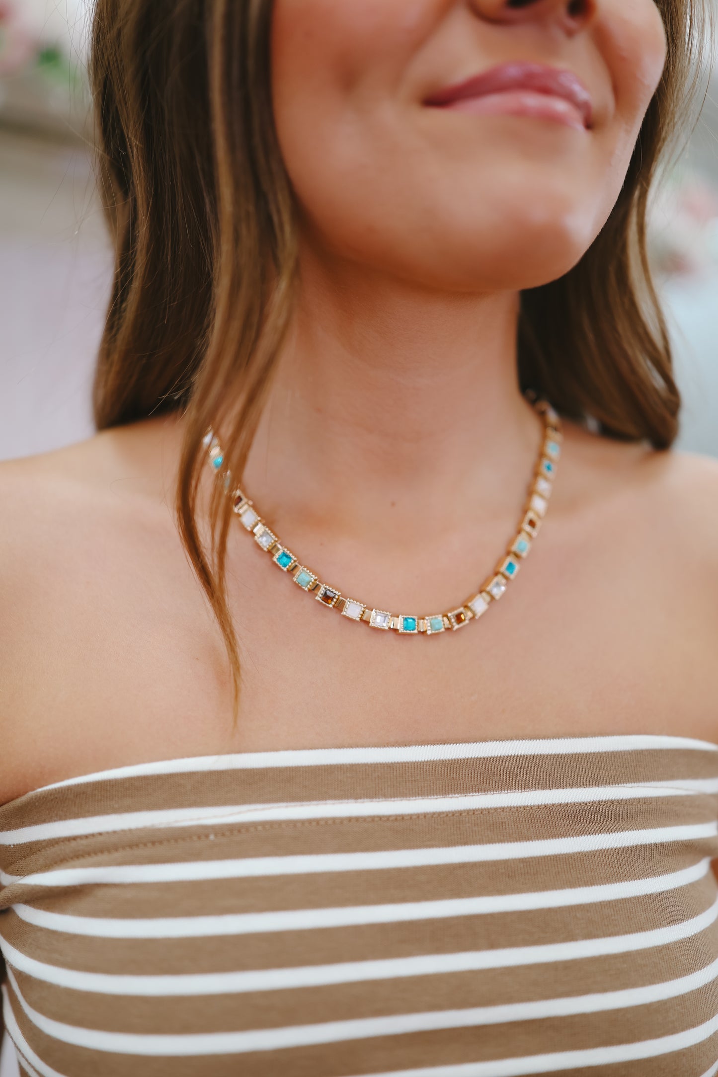 Journee Gemstone Statement Necklace - Multi