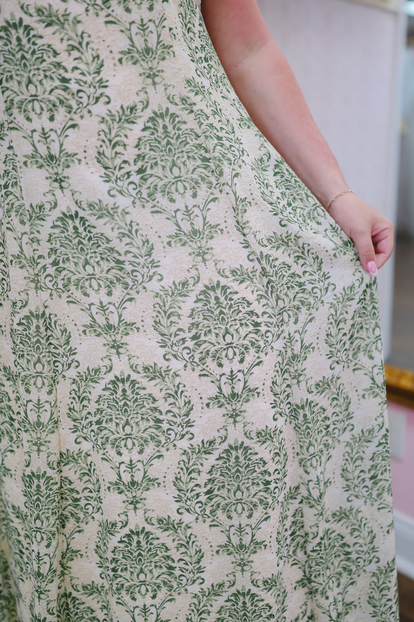 Summer Floral Maxi Dress - Sage Green
