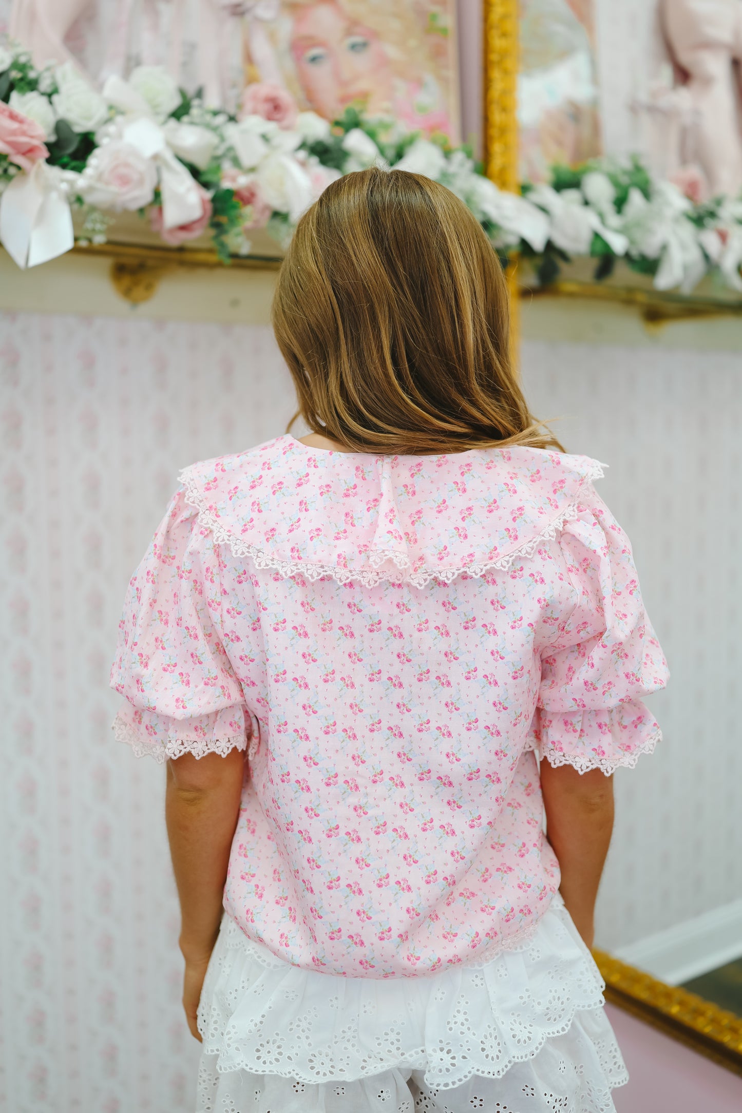 Lyric Ruffle Lace Blouse - Pink