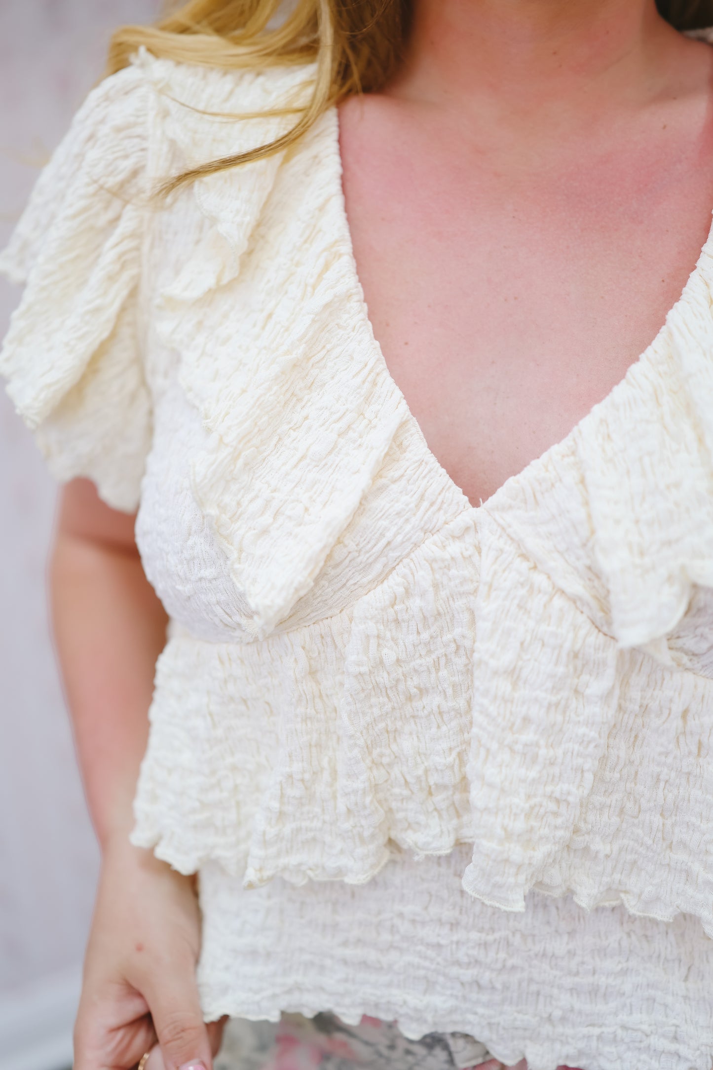 Kassidy Knit Ruffle Top - Cream