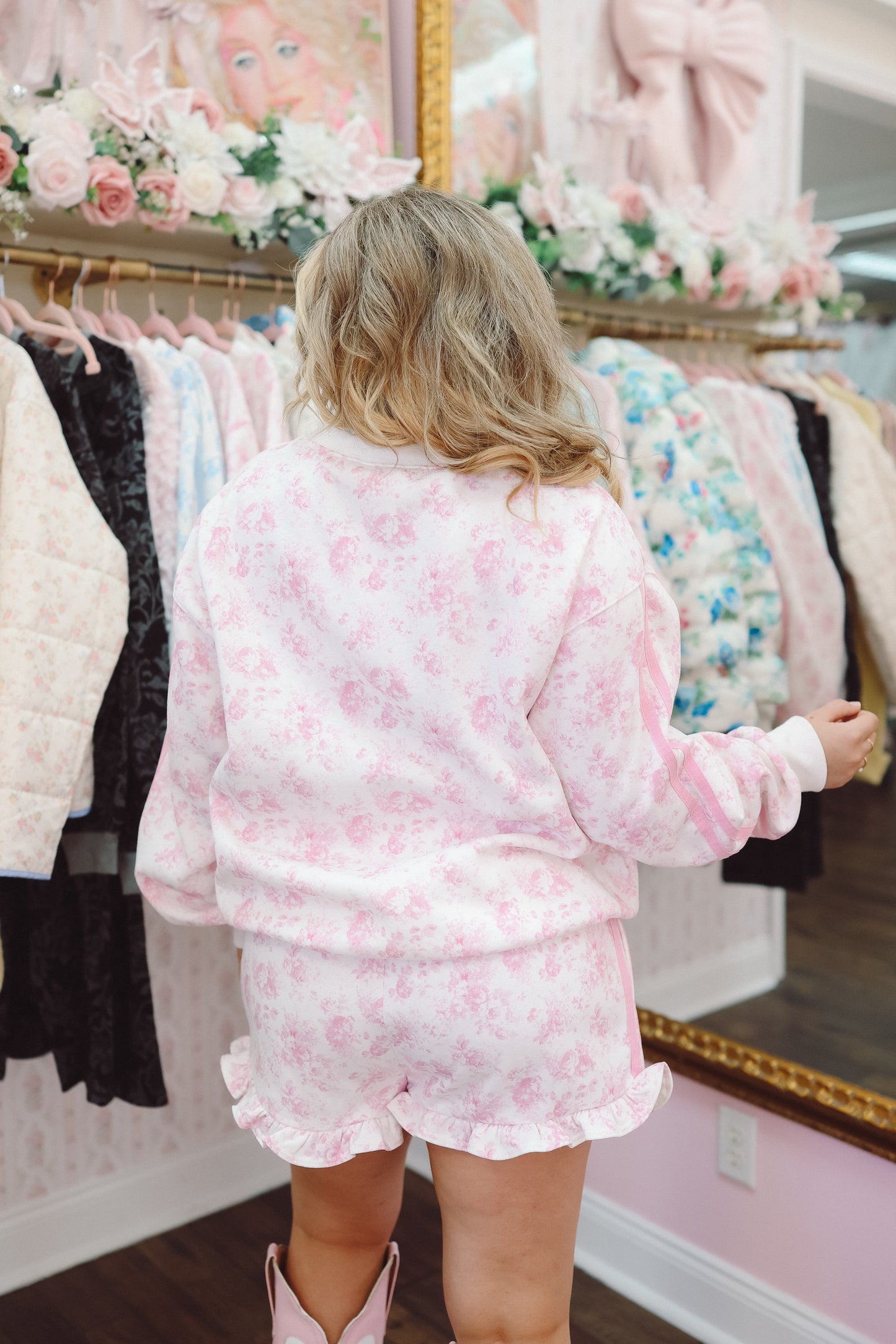 Megan Floral French Terry Set - Pink