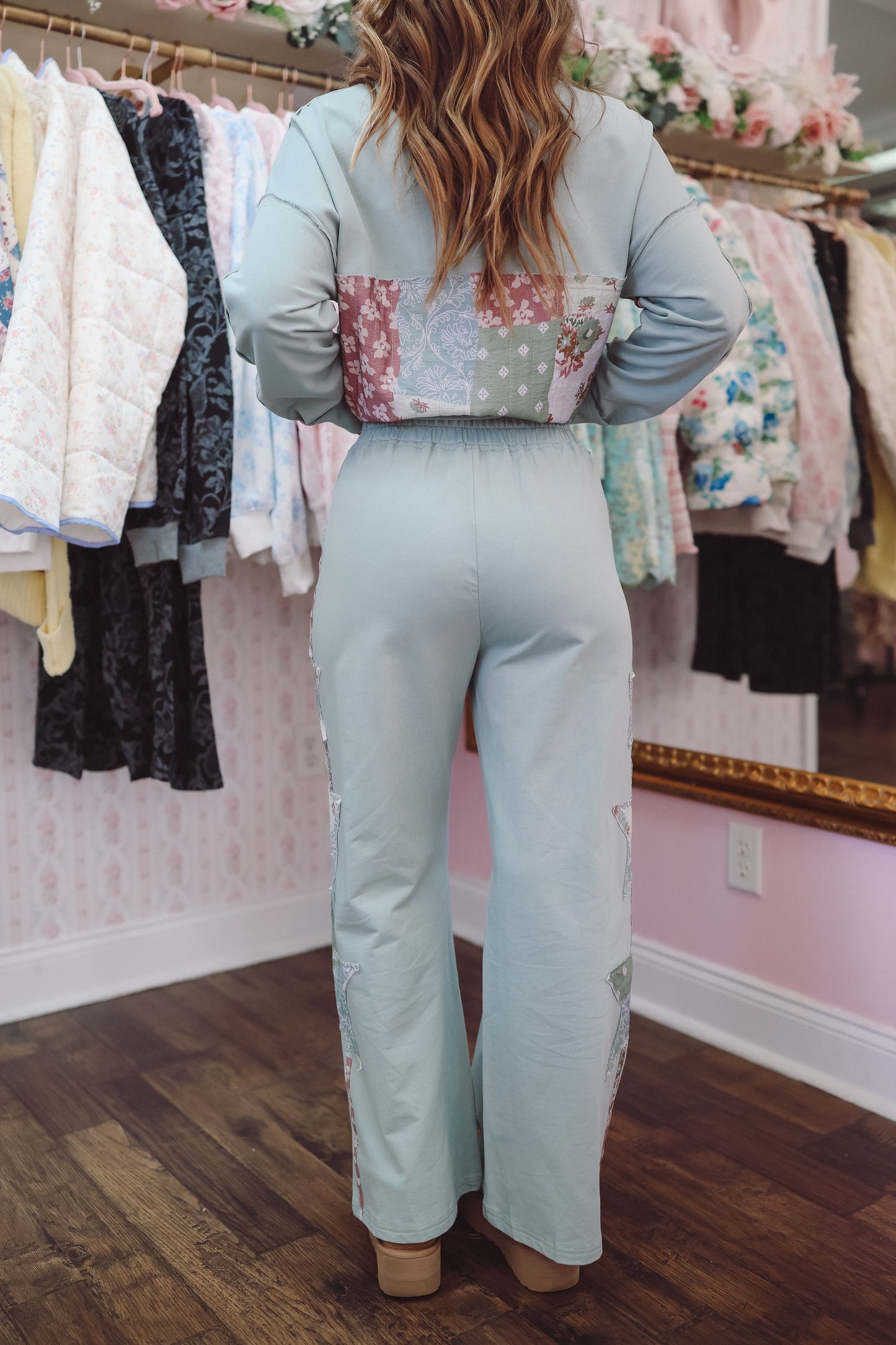 Nina Patchwork Lounge Pants - Sage Multi
