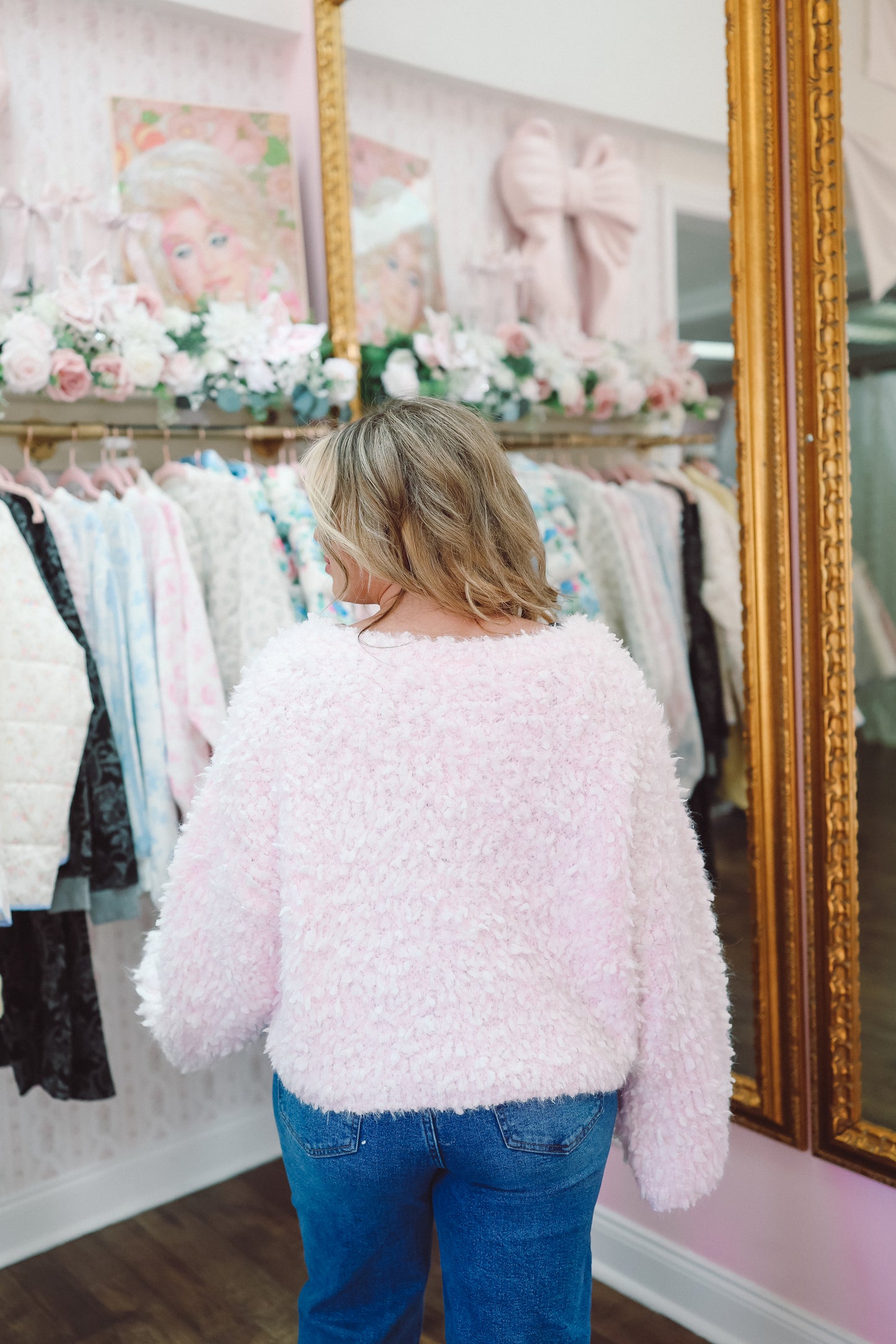 Gina Fuzzy Sweater - Pink