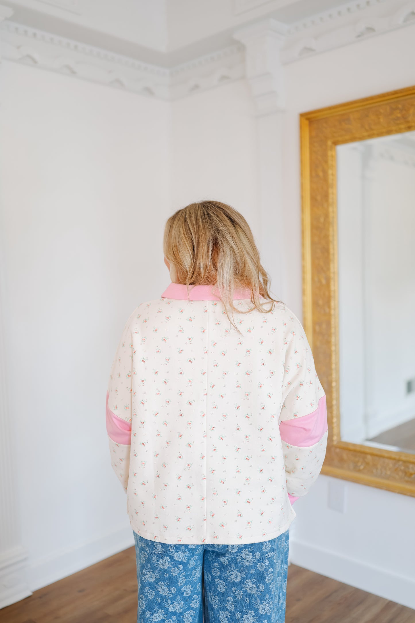 Kimmie Floral Collared Top - Pink