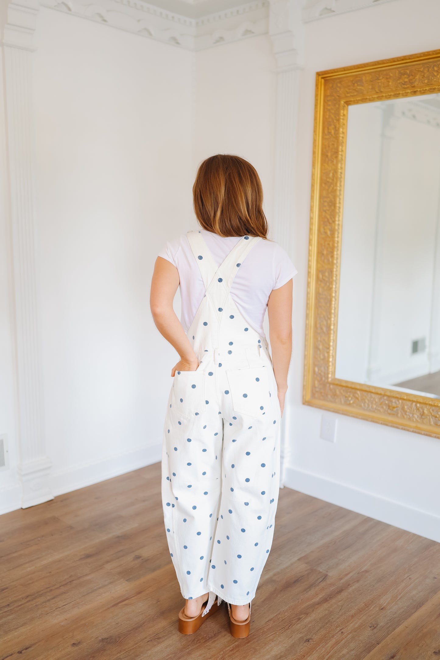Kendra Polka Dot Overalls - Navy