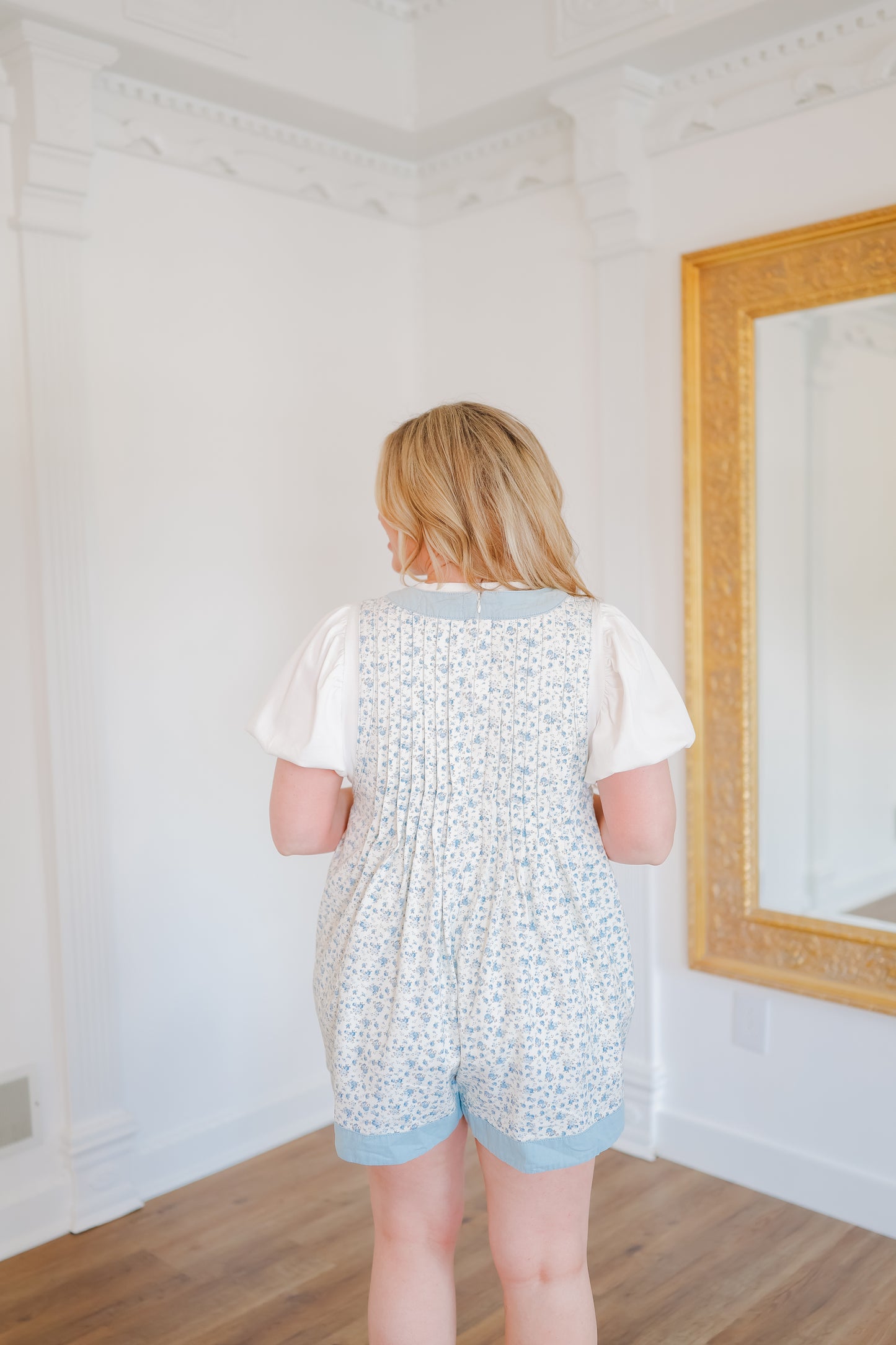 Cheyenne Floral Pleated Romper - Blue