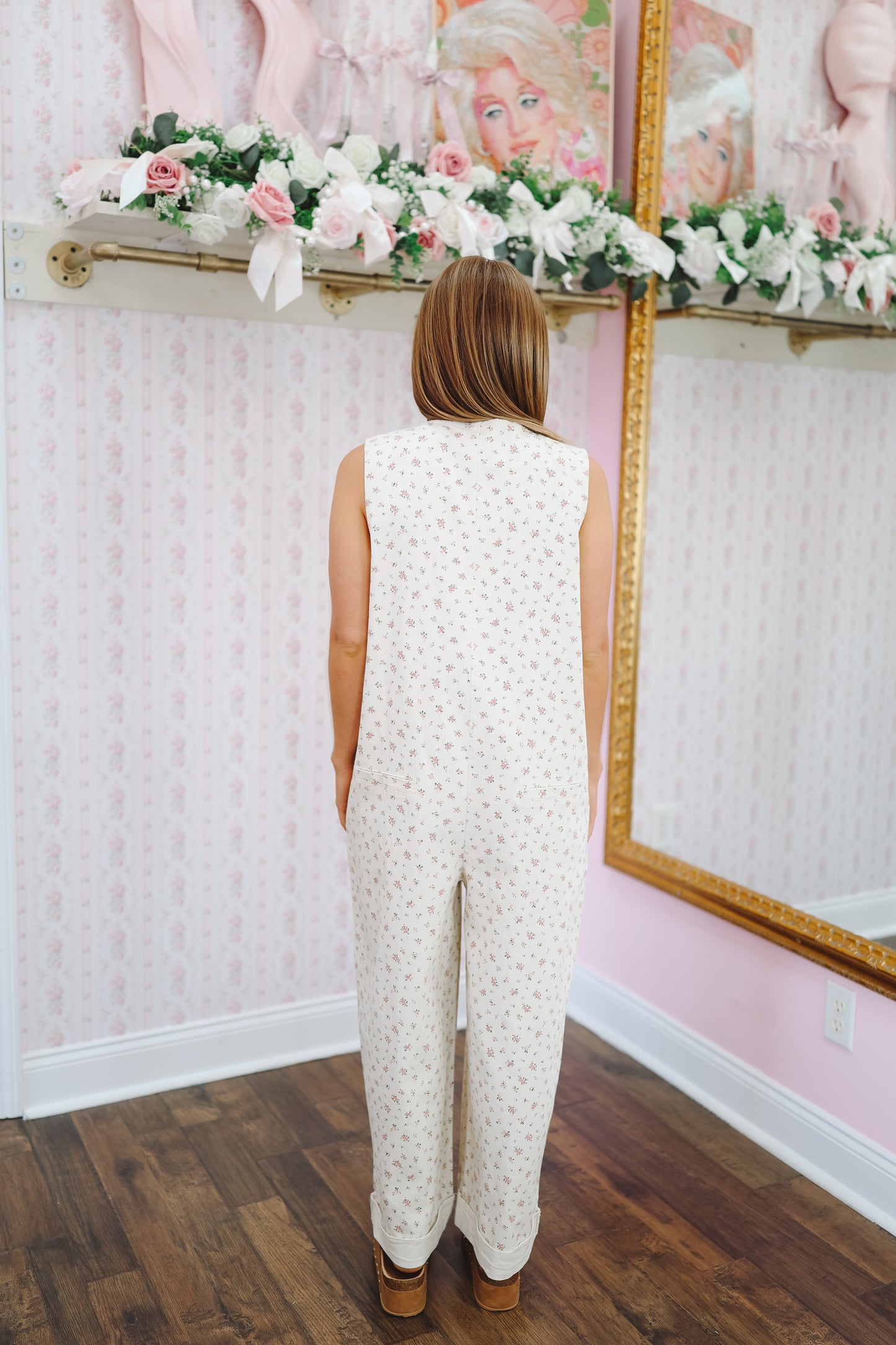 Tatum Floral V-Neck Button Down Jumpsuit - Off White