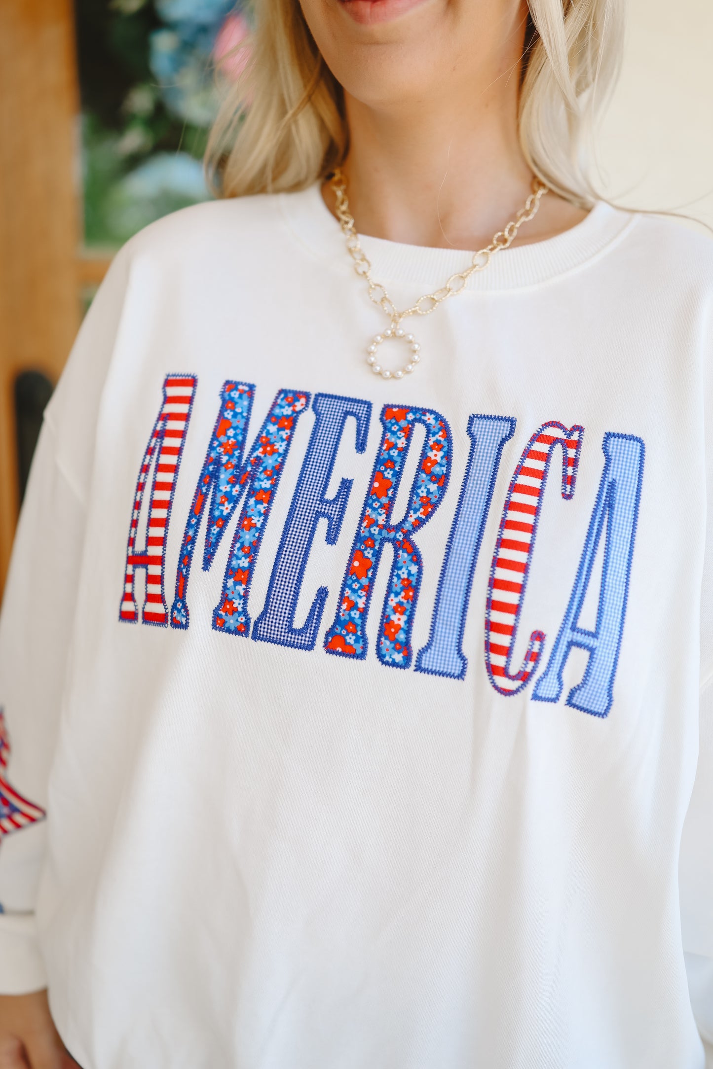Sweet Summer USA Patchwork Pullover - White