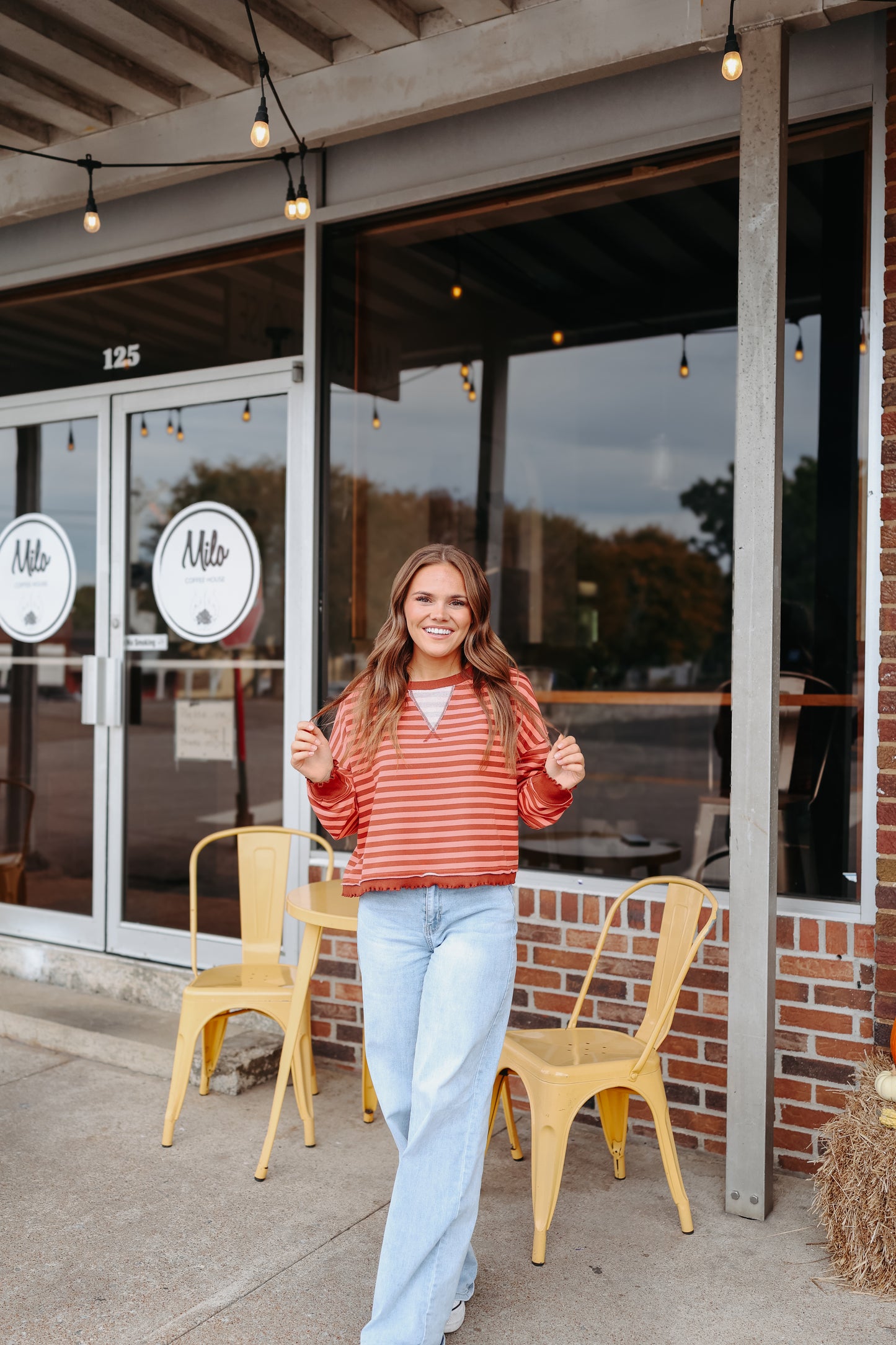Avery Cropped Striped Top - Coral Multi