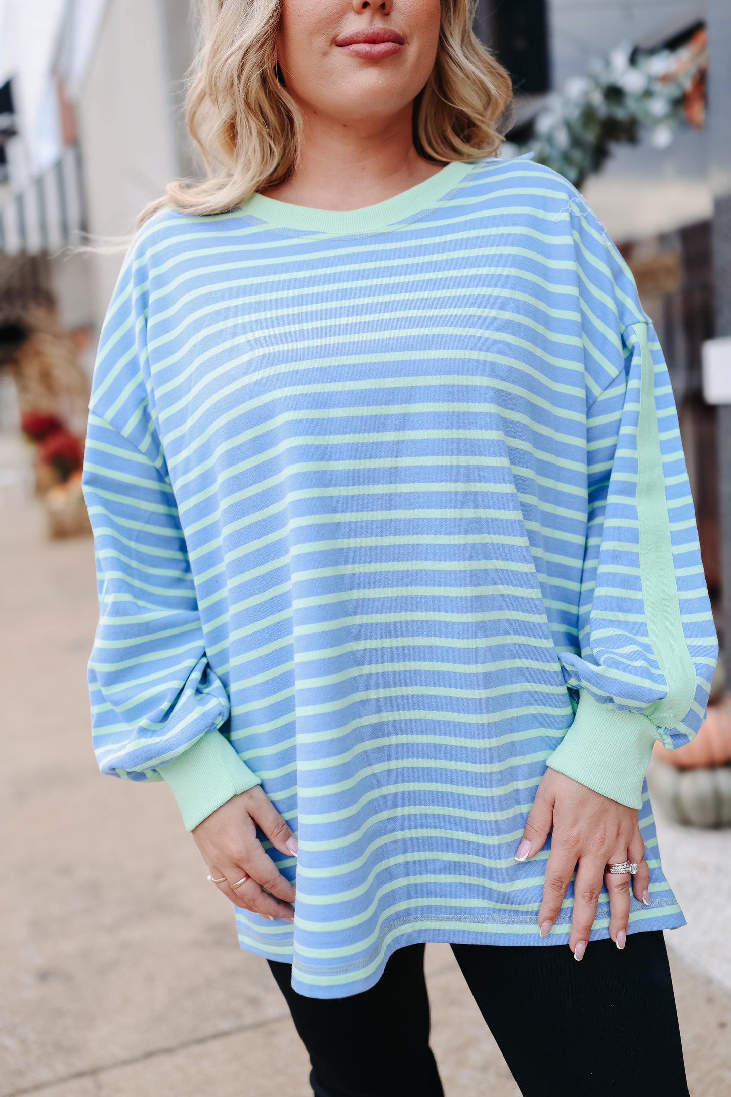 Cassandra Striped Oversized Top - Blue/Green