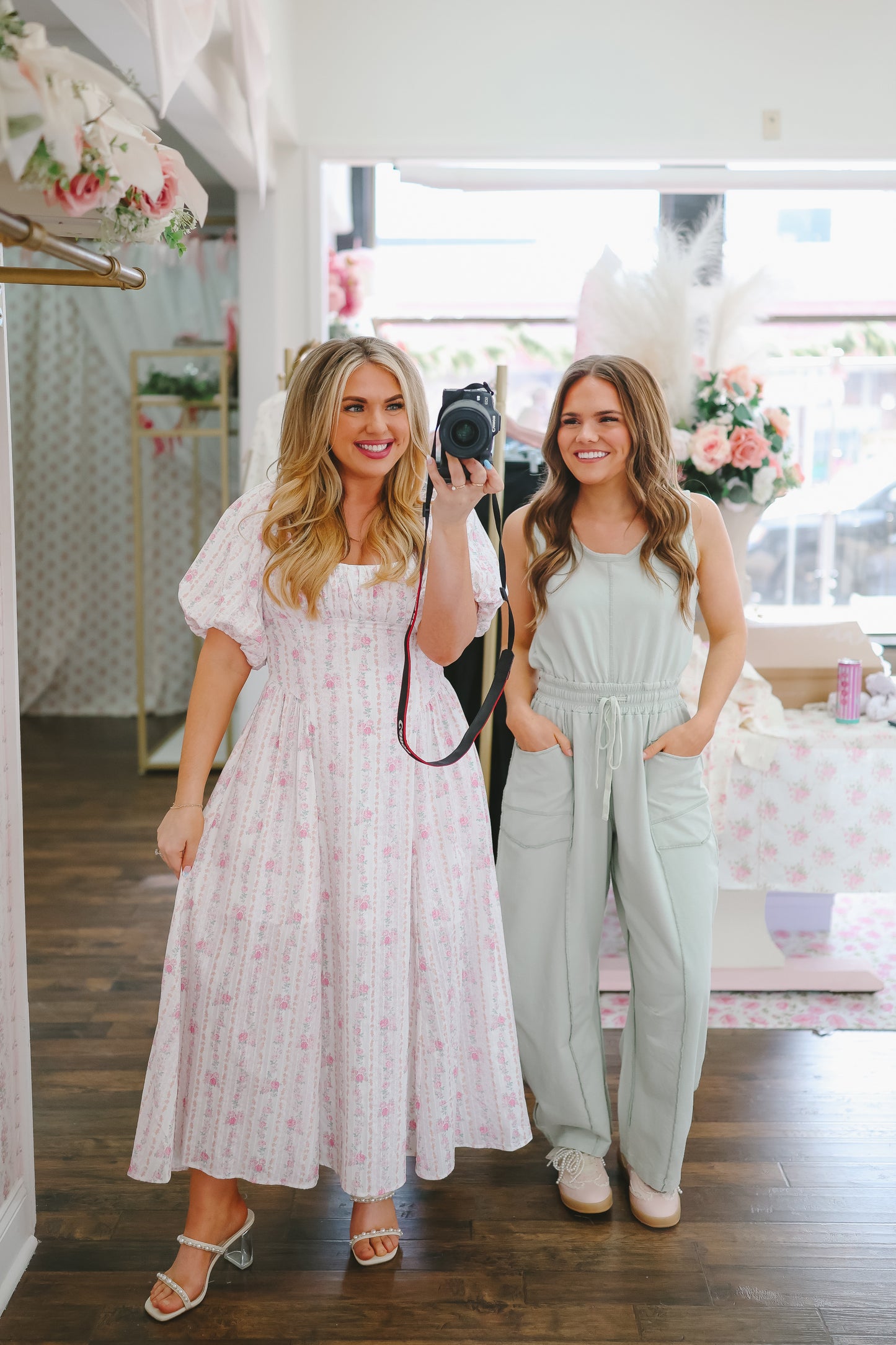 Christine Floral Bubble Sleeve Maxi Dress - Cream/Pink