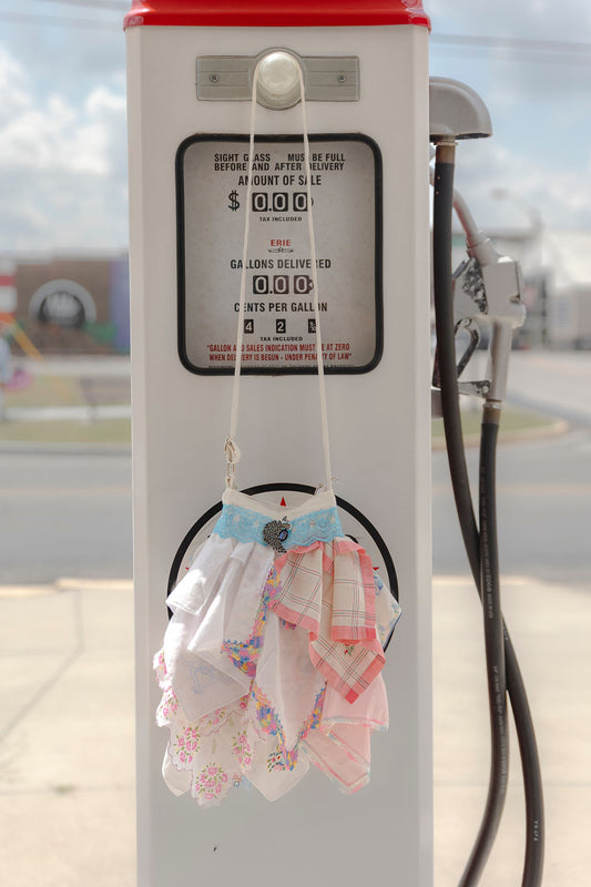 Crossbody Snagbag- Light Blue/Coral Multi