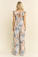 Steph Vintage Floral Wide-Leg Jumpsuit - Light Blue