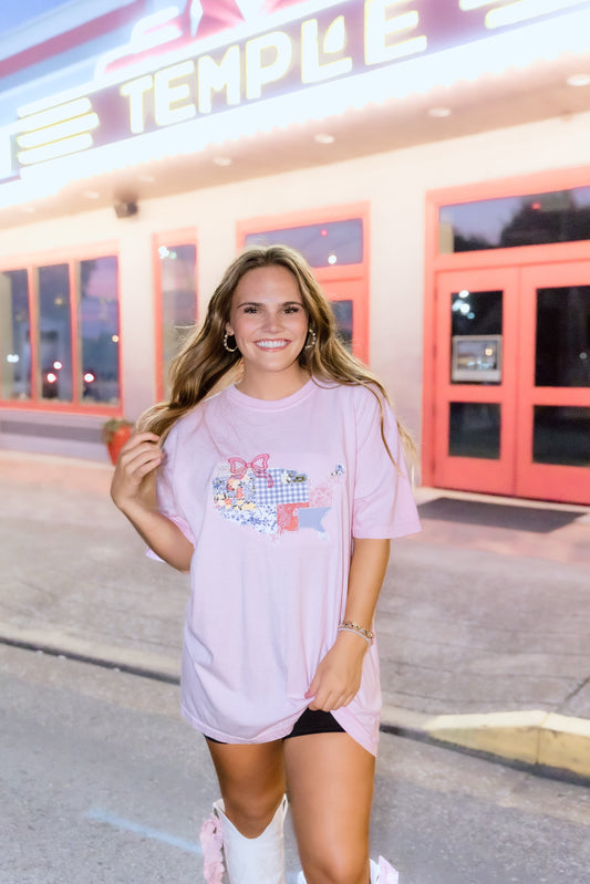 CUSTOM ORDER: Coquette USA Tee- Light Pink