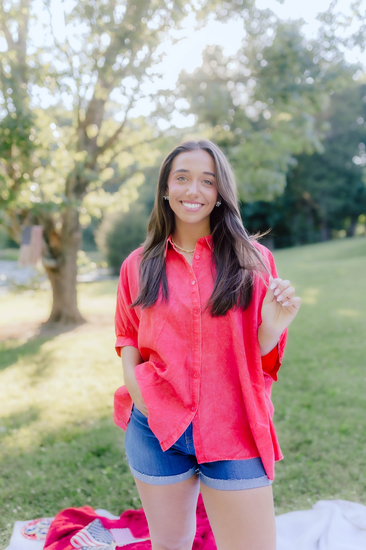 Julia Top- Washed Red