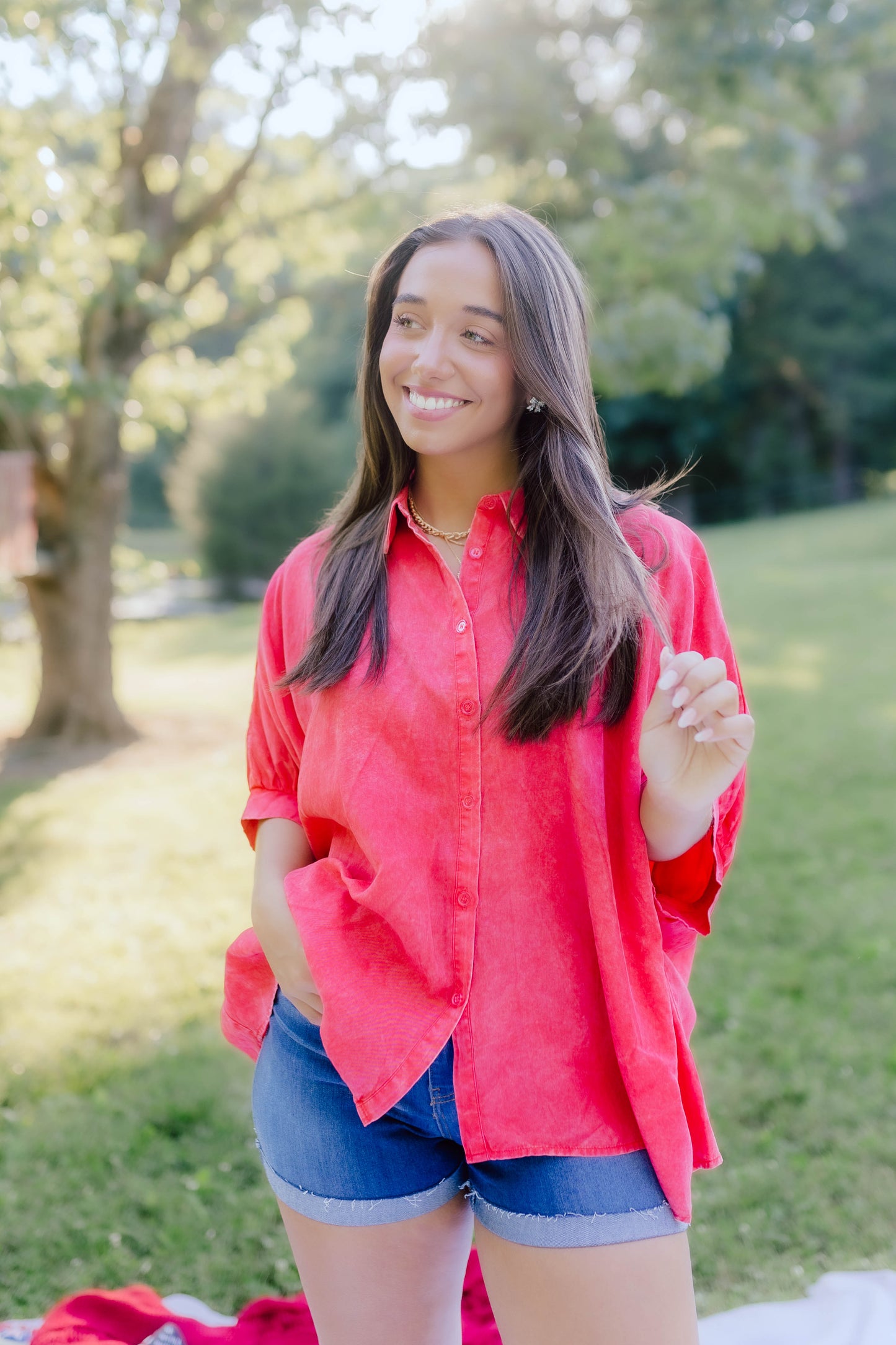 Julia Top- Washed Red