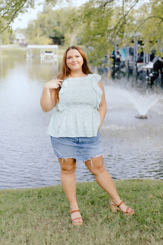 Kerri Top- Blue Green Multi