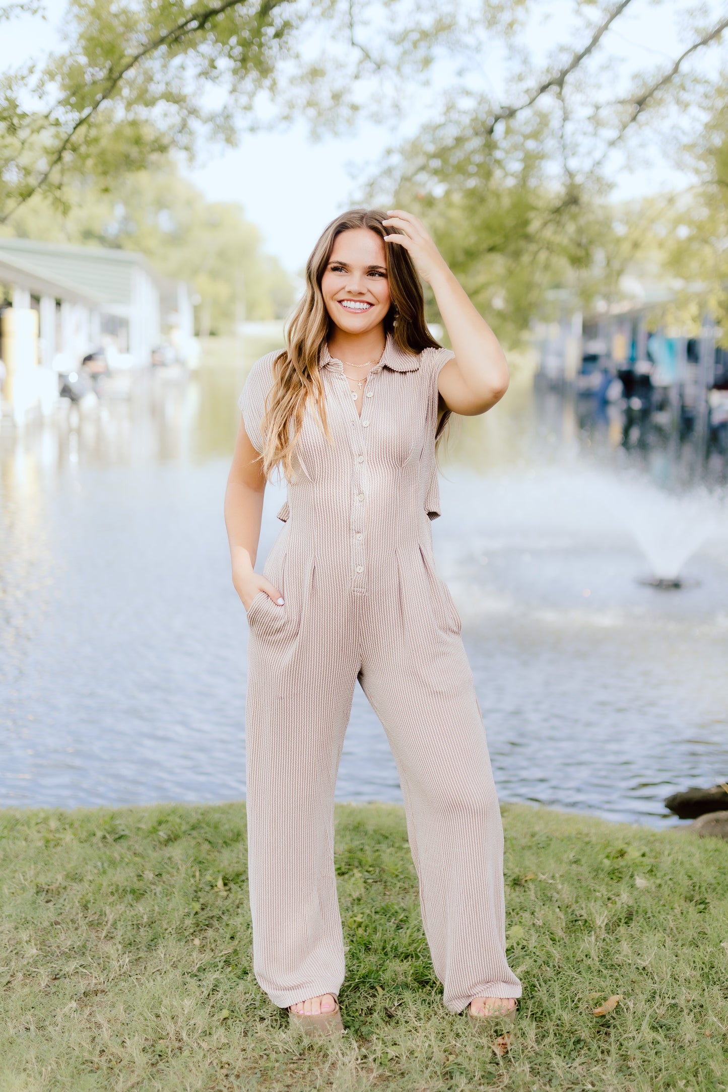 Faith Jumpsuit- Oatmeal