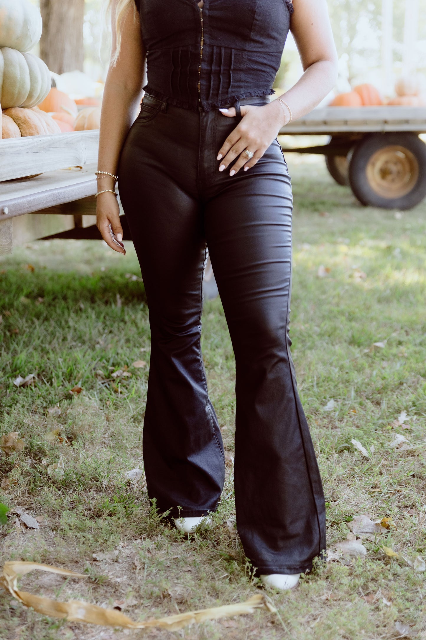 Ricki Flares- Coated Black