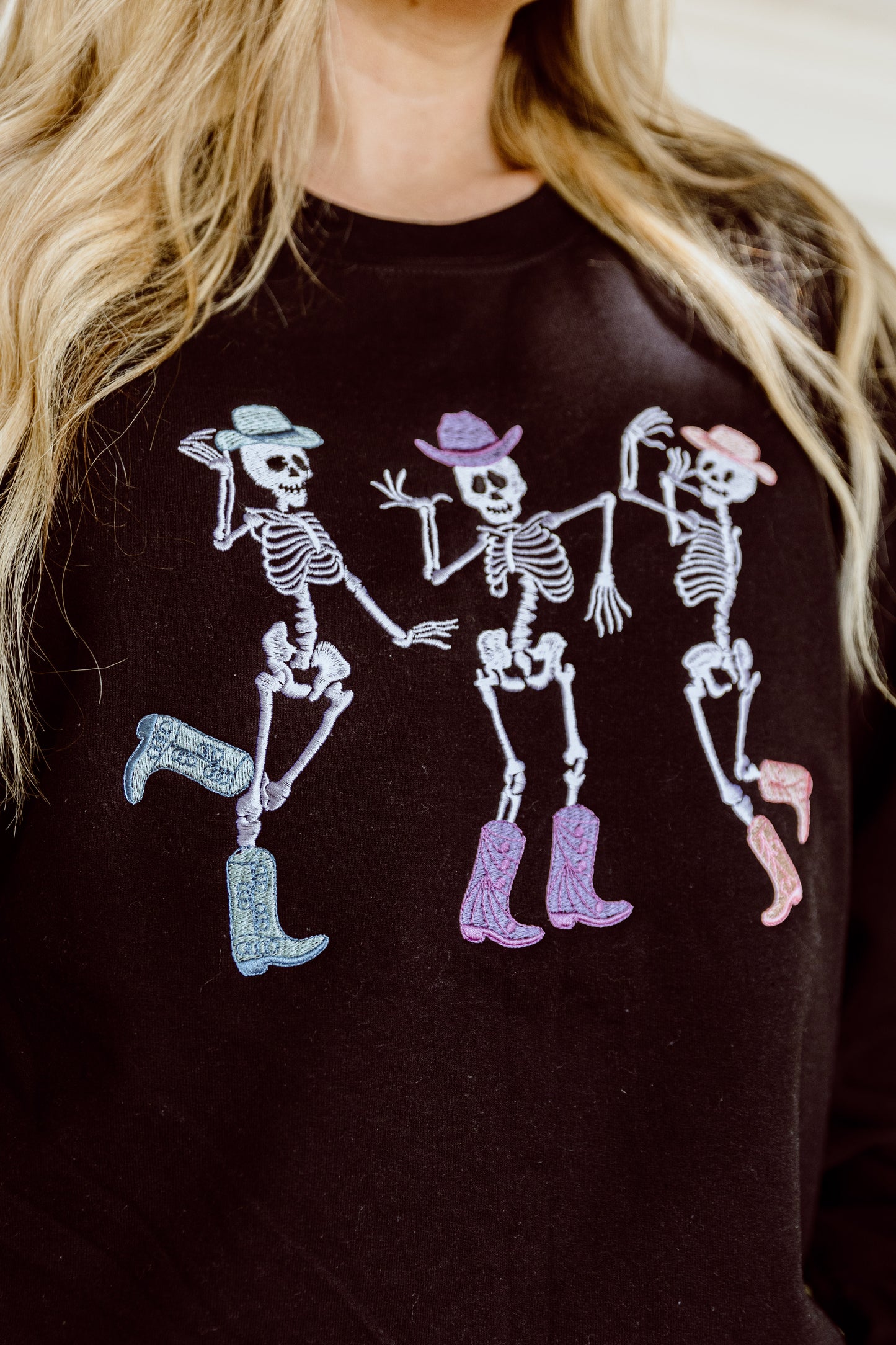 CUSTOM ORDER: Cowgirl Skellies Sweatshirt- Black