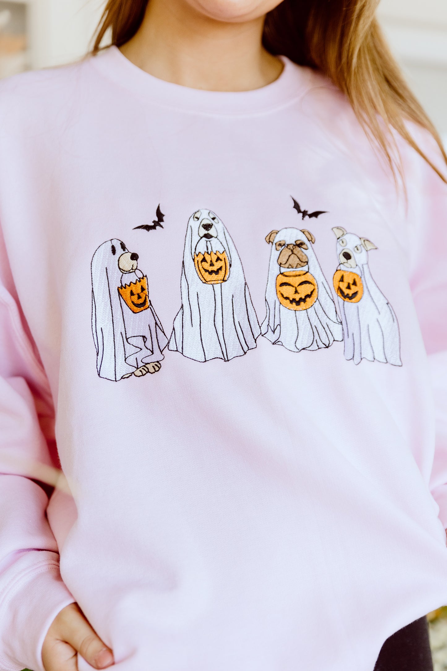 CUSTOM ORDER: Ghost Pups Sweatshirt- Baby Pink