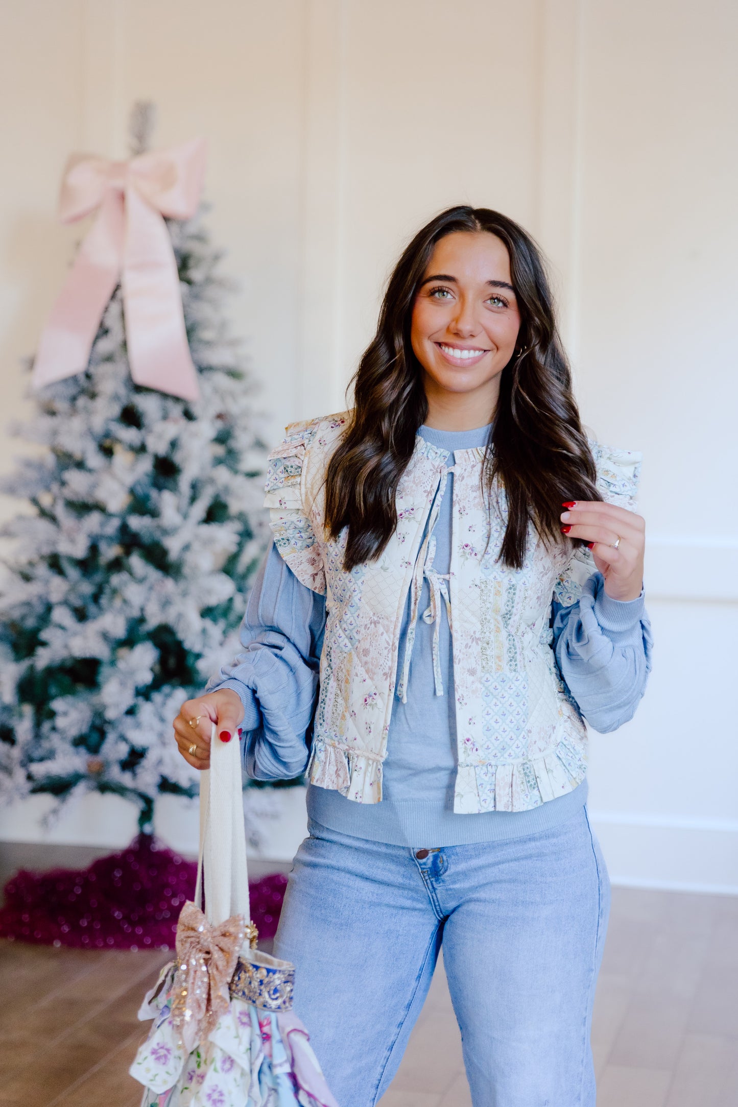 Asher Vest- Dusty Blue Floral