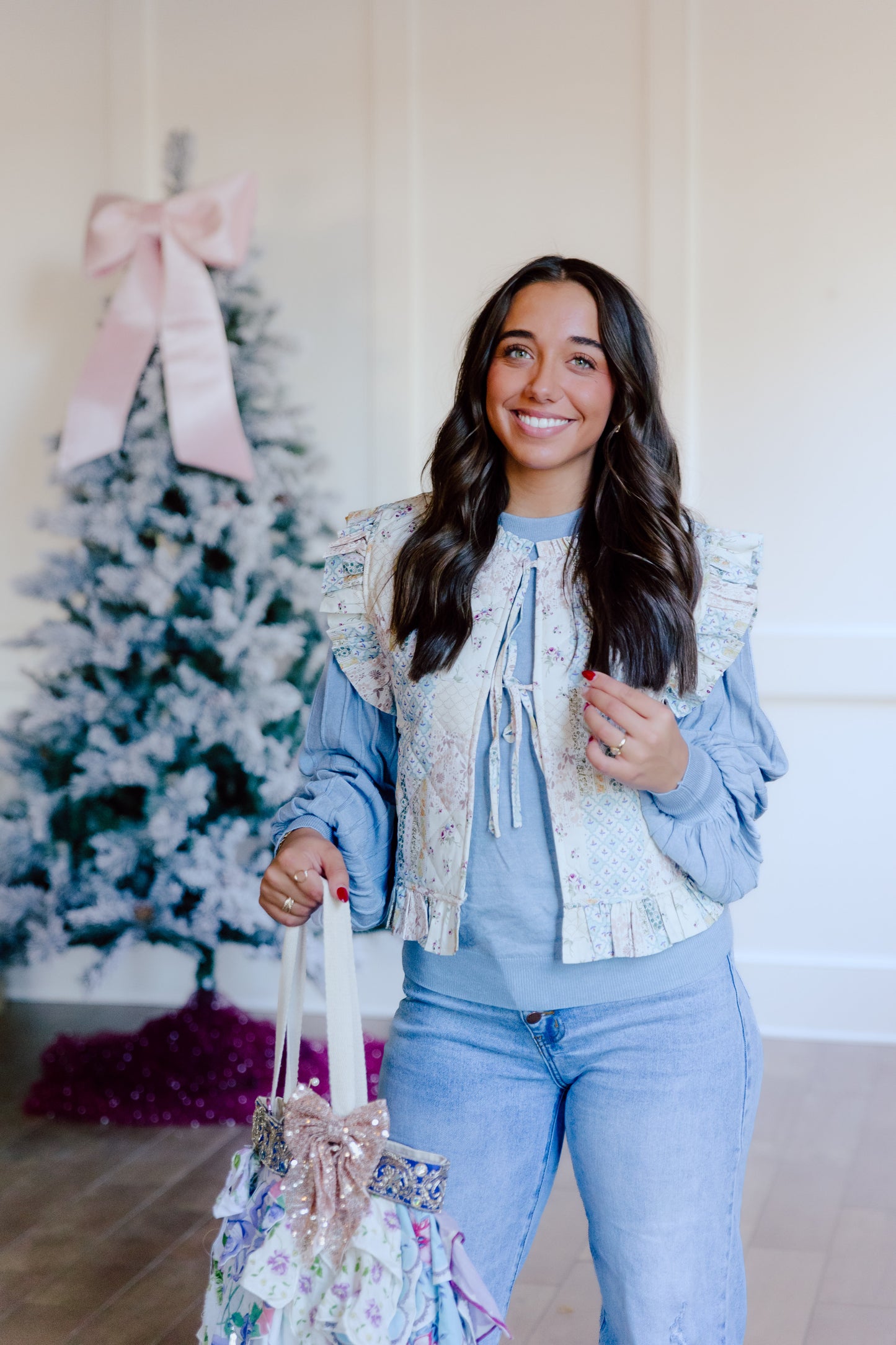 Asher Vest- Dusty Blue Floral