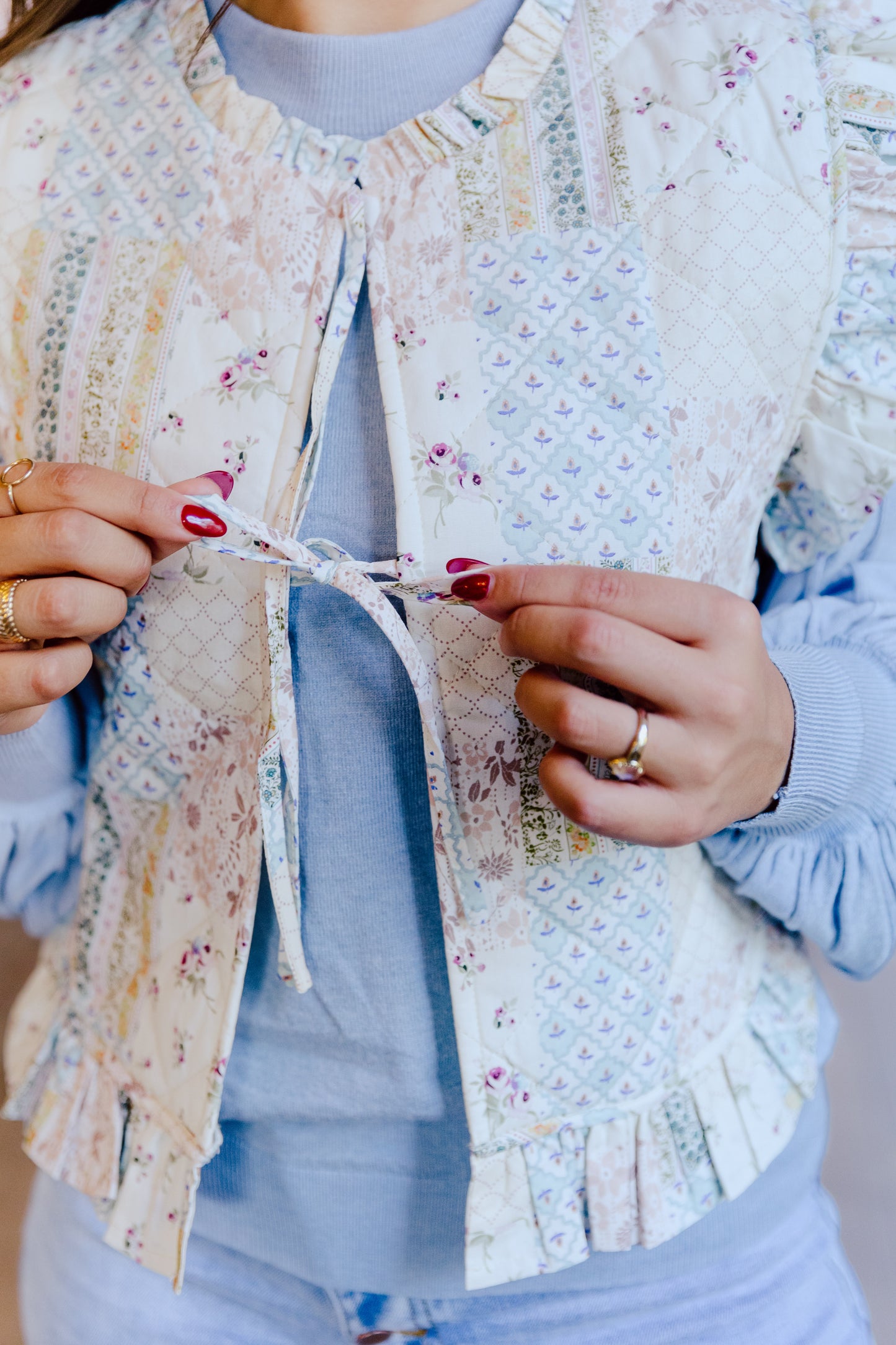 Asher Vest- Dusty Blue Floral