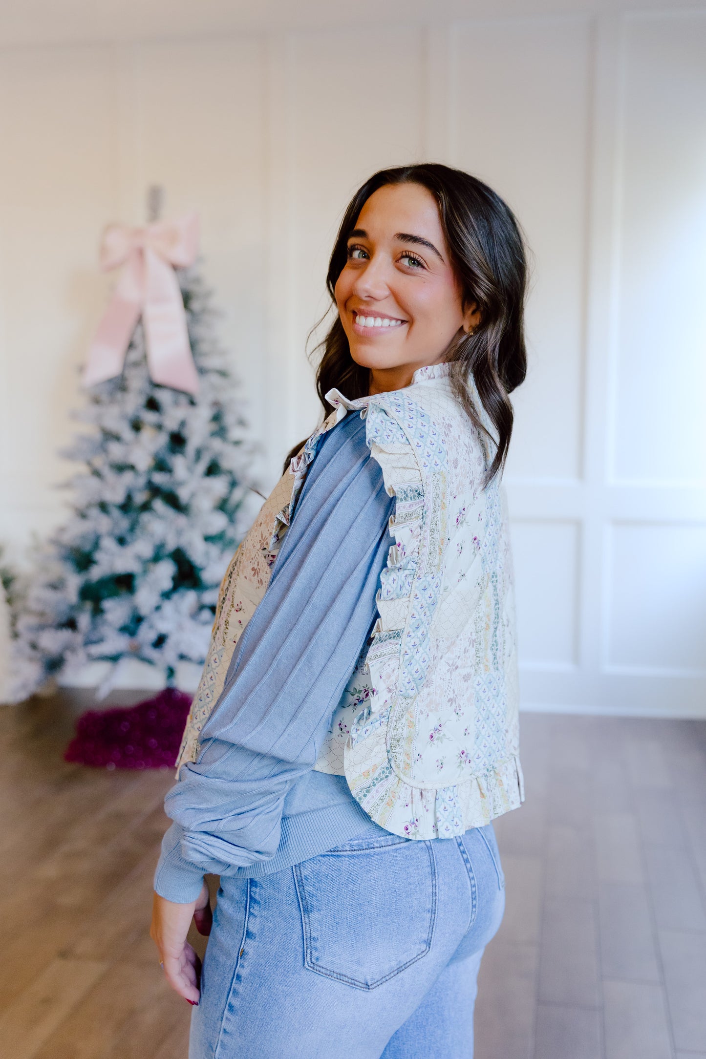 Asher Vest- Dusty Blue Floral