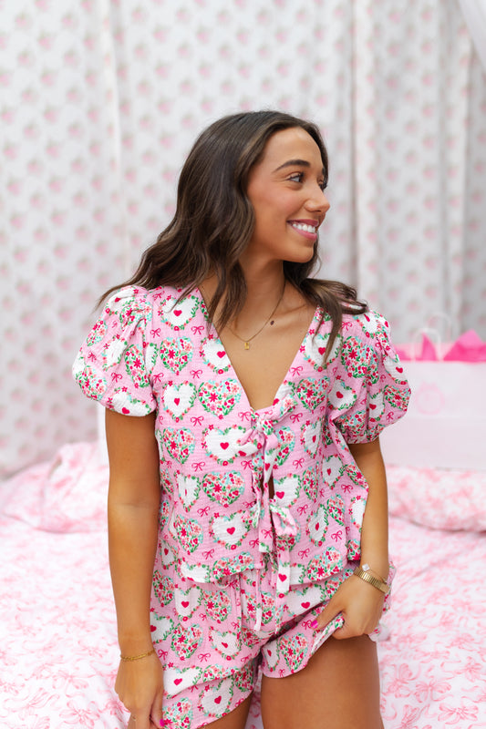 Sweetheart Pajama Set- Pink Multi