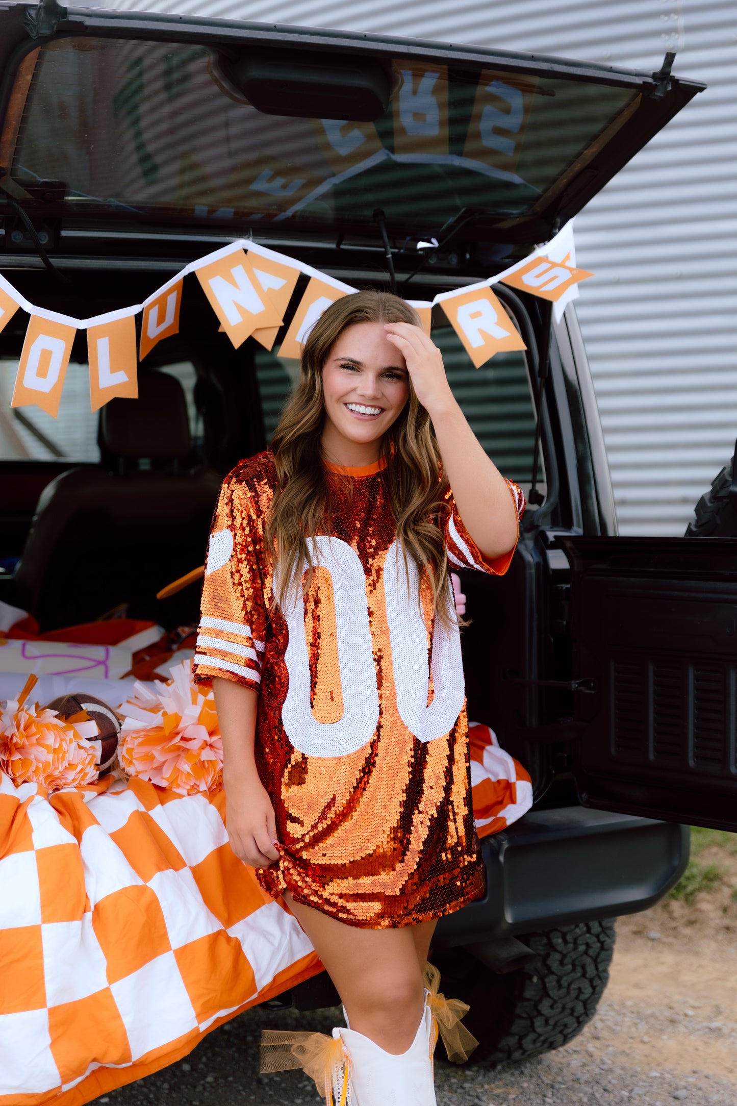 Go Team Shirt Dress- Orange