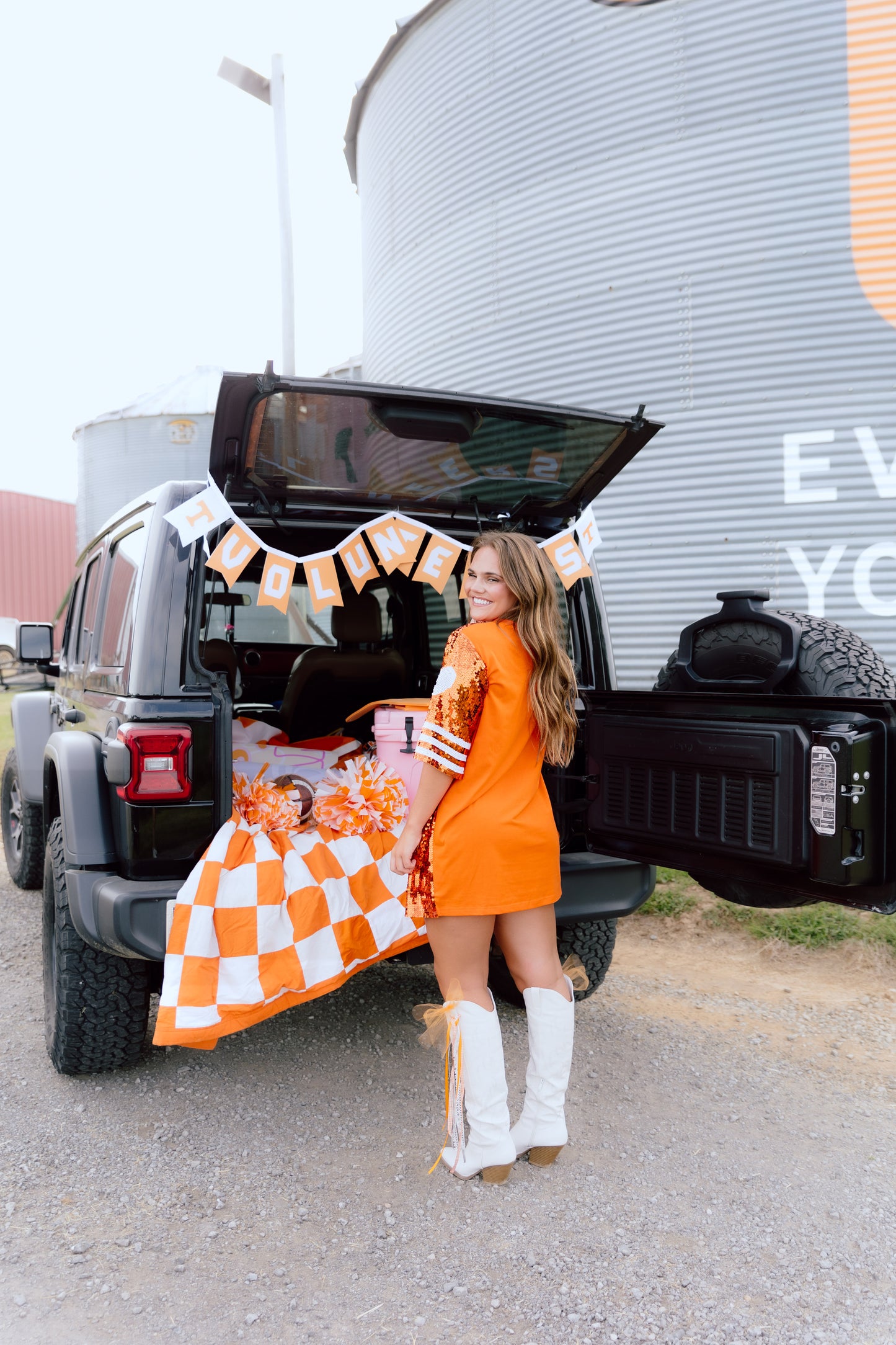 Go Team Shirt Dress- Orange