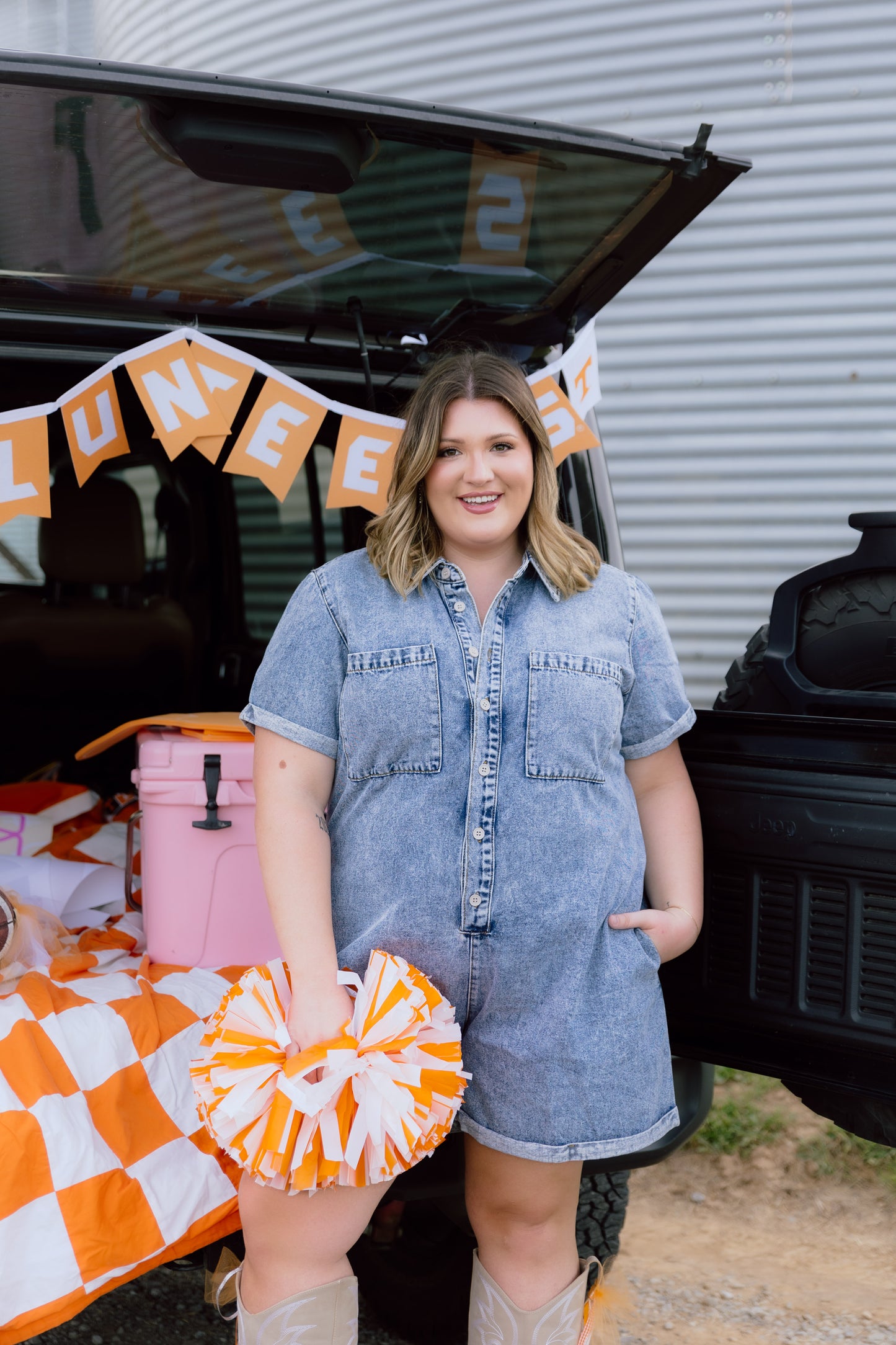 Margaret Romper- Washed Denim