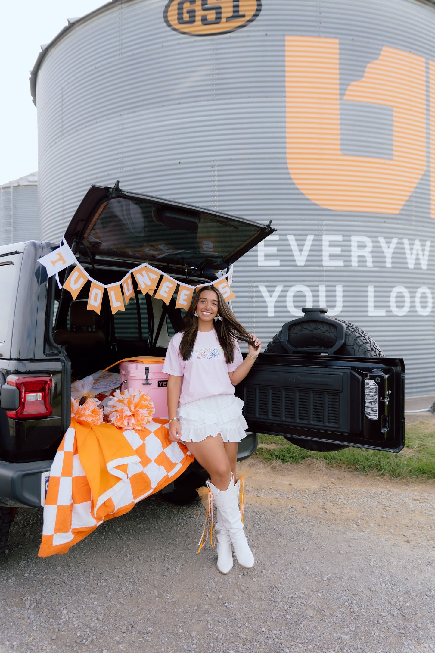 CUSTOM ORDER: Tennessee Patchwork Tee- Sugar Pink