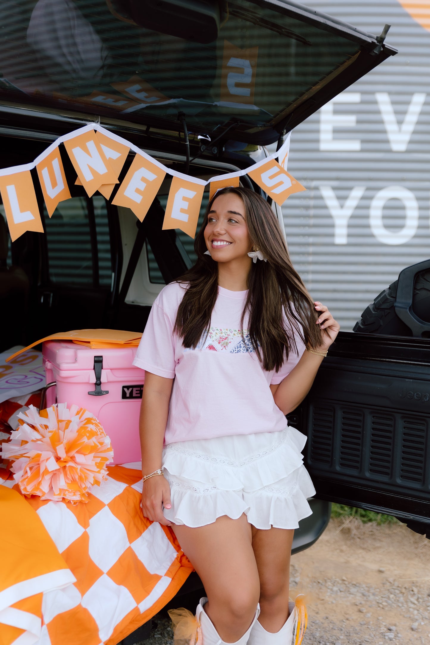 CUSTOM ORDER: Tennessee Patchwork Tee- Sugar Pink