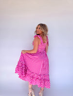 Load image into Gallery viewer, Della Gingham Dress- Hot Pink
