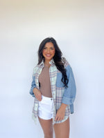 Load image into Gallery viewer, Jackie Plaid Shacket- Light Denim
