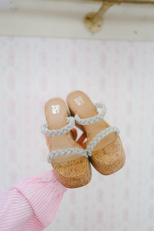 PREORDER: Maya Rhinestone Wedge - Silver