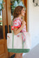 Farm Fresh Strawberry Field Canvas Tote Bag - Cream/Green
