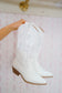 Mae Stitched Bow Cowboy Boots - White/Blue
