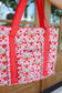 Strawberry Field Quilted Tote Bag - Red