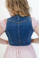 Kerri Button Down Denim Vest - Dark Wash