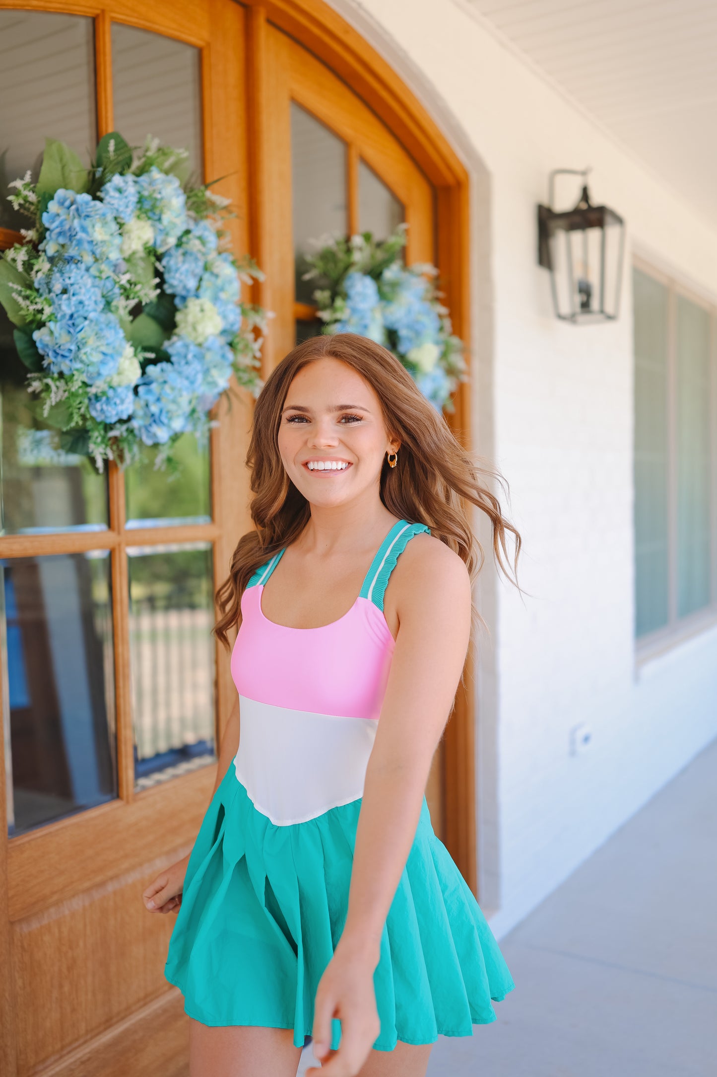 Brynn Colorblock Frill Strap Active Dress - Pink Multi